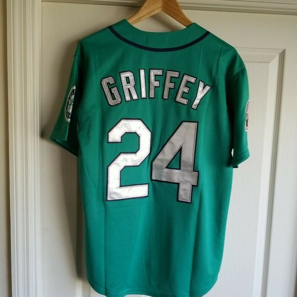 KEN GRIFFEY JR SEATTLE MARINERS GREEN RETRO THROWBACK JERSEY - Picture 4 of 11